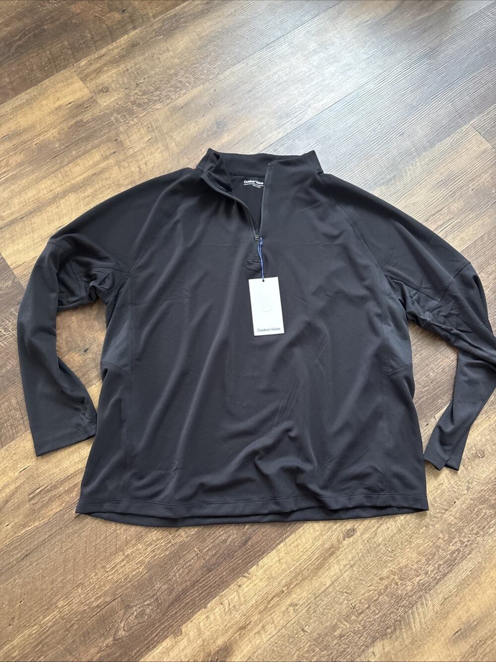 Outdoor Voices Men’s Trail 1/4 Quarter Zip Long-Sleeve Performance Black 3X NEW
